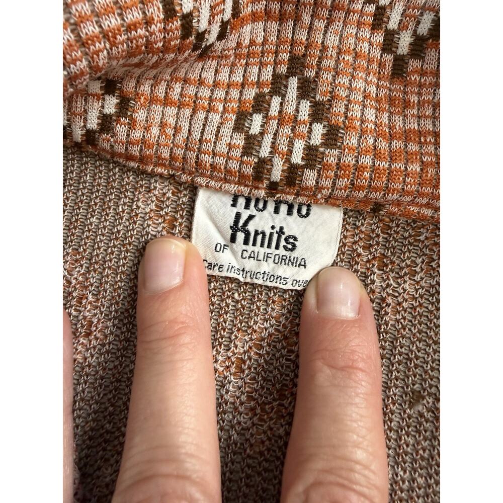 Vintage Koko Jacket Womens Medium Orange Brown Knit Geometric Retro 70s - Picture 12 of 14